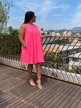 Anika Plus Size Pink Neon Swing Dress